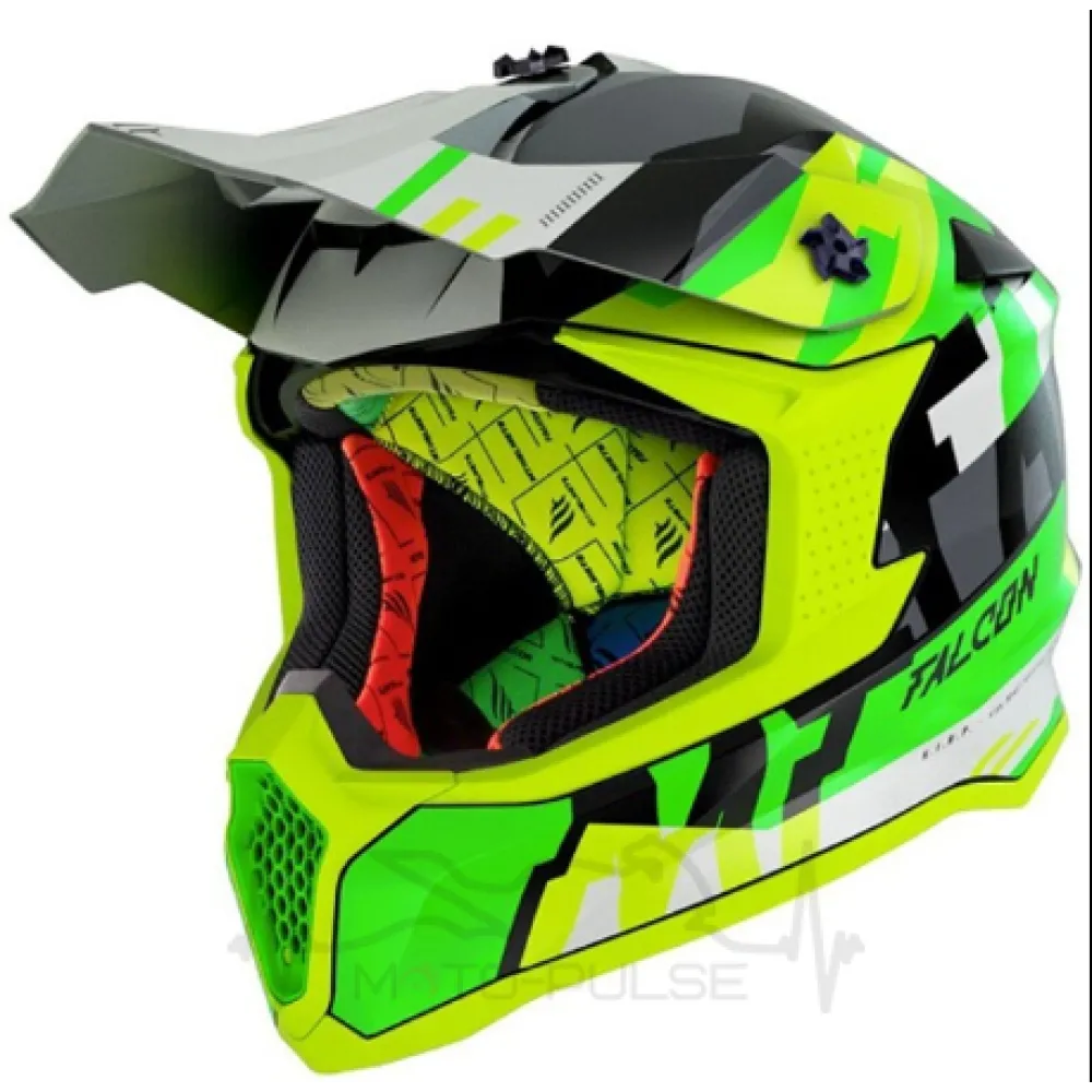 Мотошолом MT Falcon MX802 A3 Fluo Yellow/Green S